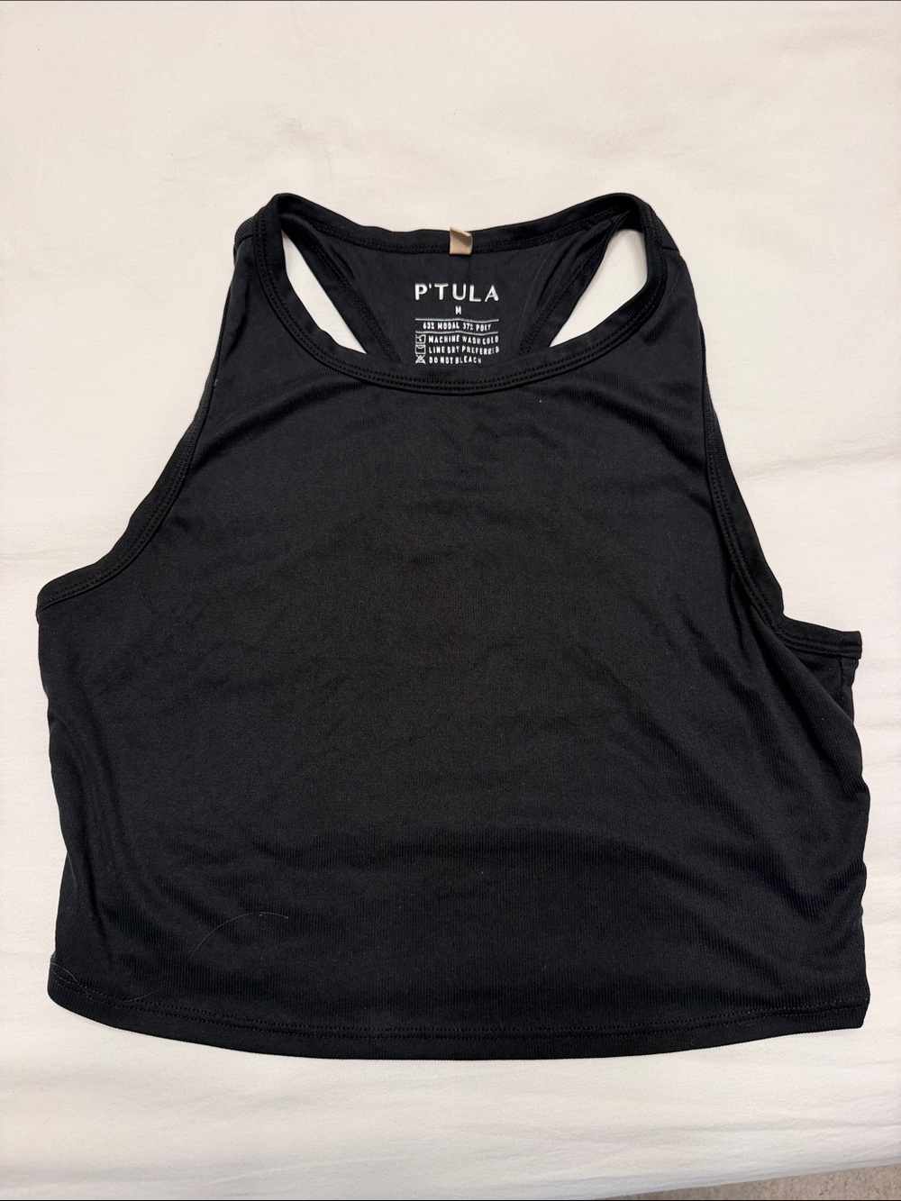 P'tula Black Racerback Crop Tank
